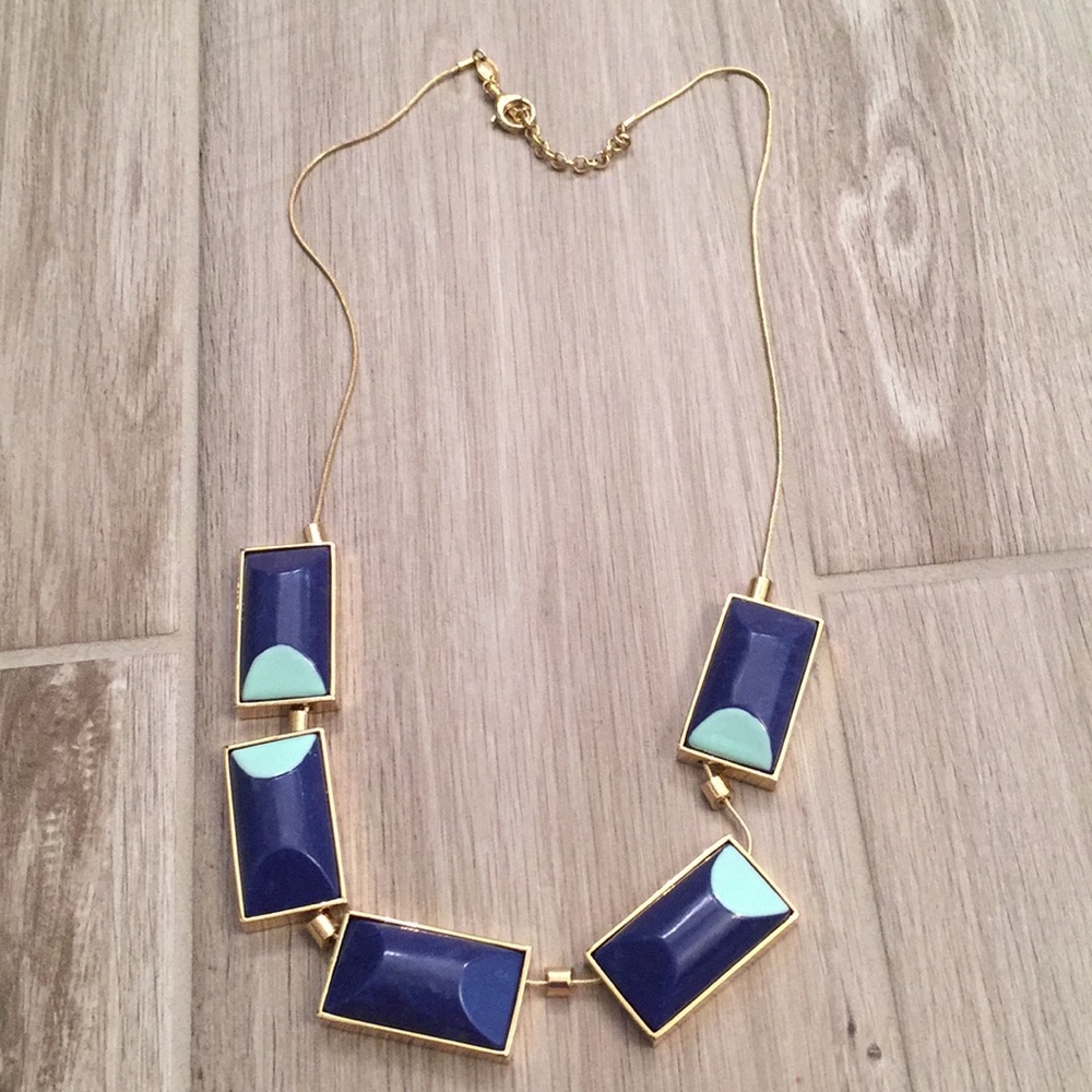 Fossil Blue Two Tone Rectangle Stone Necklace - image 3